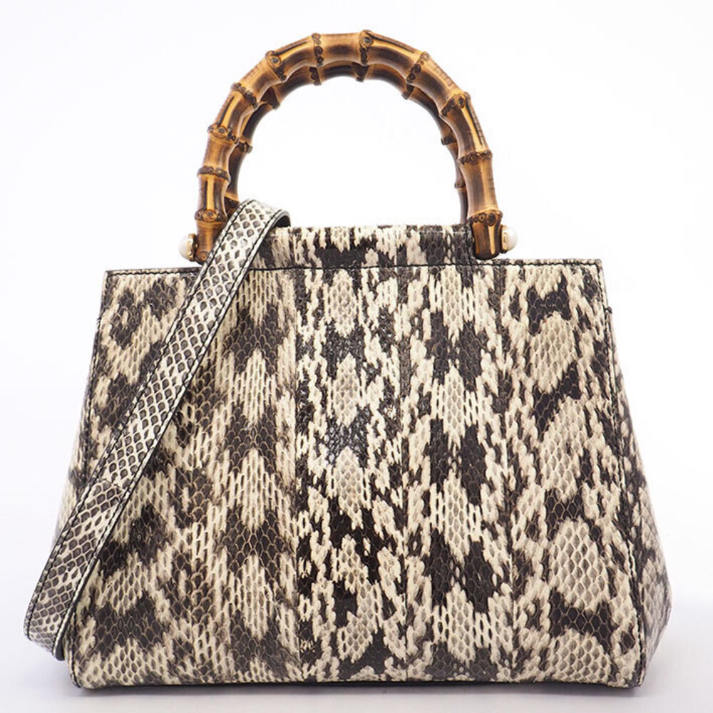 Gucci Shoulder Bag Gold Logo Bamboo Strap Handbag